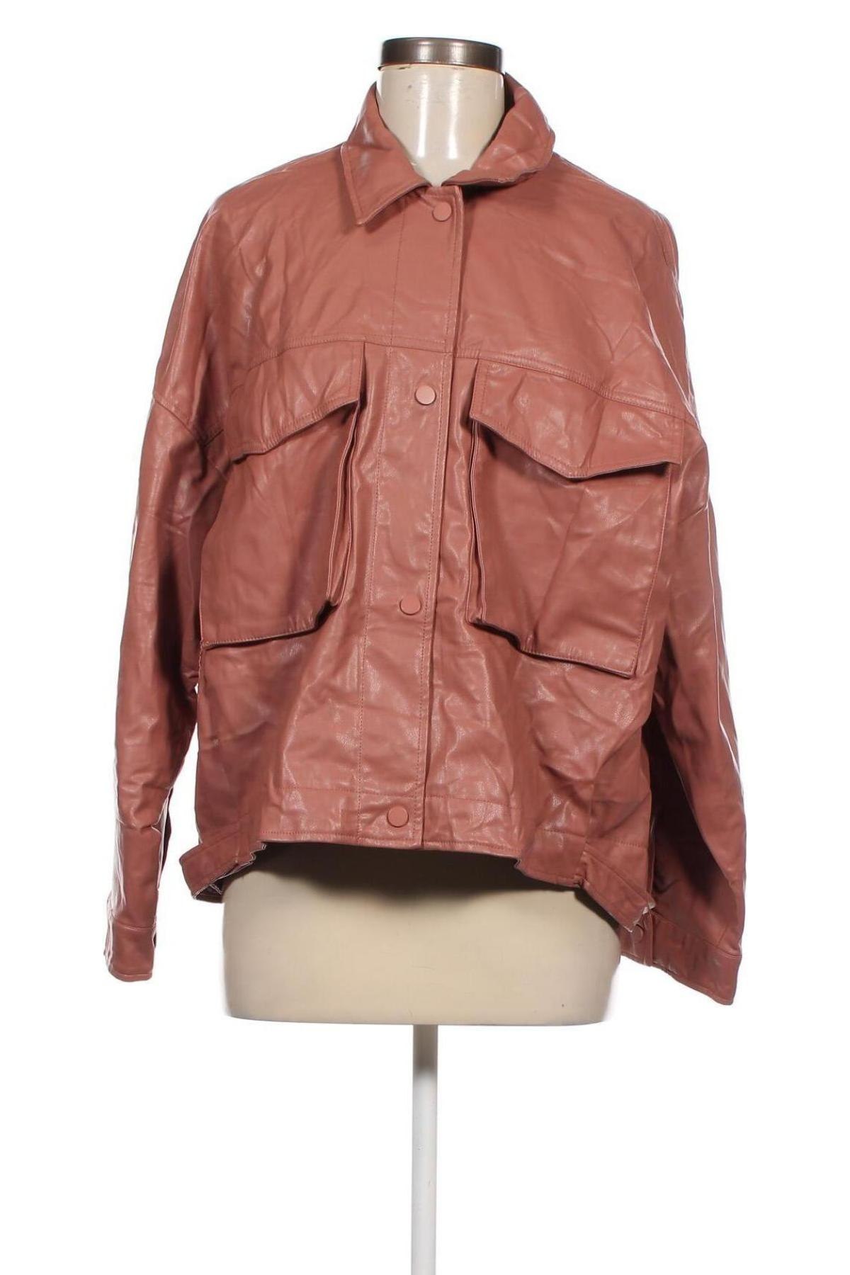 Dámska kožená bunda  Zara, Veľkosť L, Farba Ružová, Cena  16,44 €
