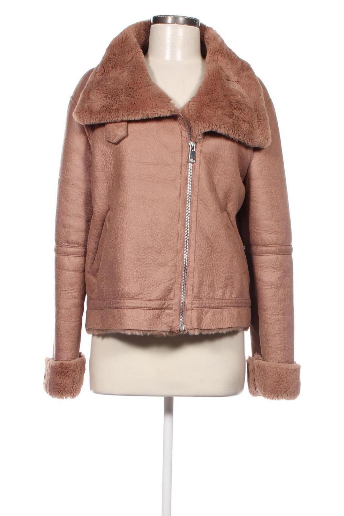 Дамско кожено яке Zara Trafaluc, Размер M, Цвят Кафяв, Цена 78,40 лв.