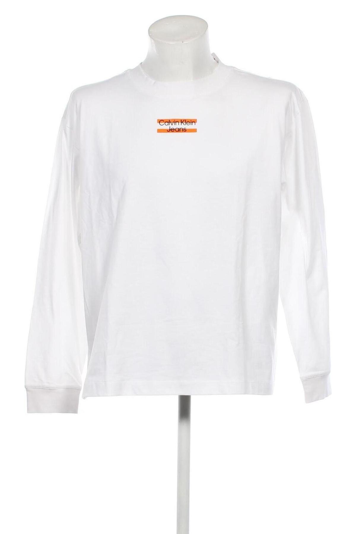 Herren Shirt Calvin Klein Jeans, Größe M, Farbe Weiß, Preis 19,59 €