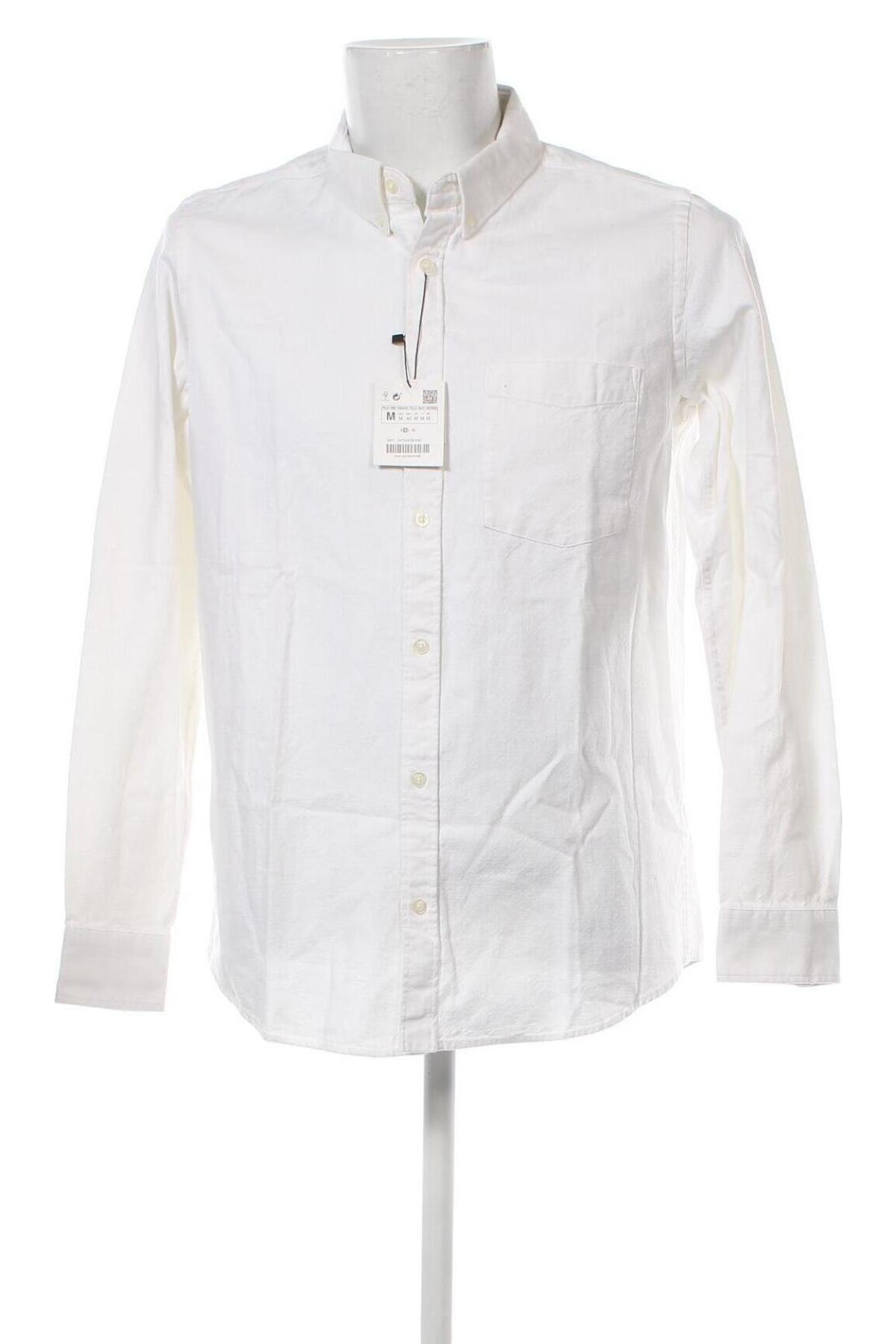 Мъжка риза Zara, Размер M, Цвят Бял, Цена 32,64 лв.