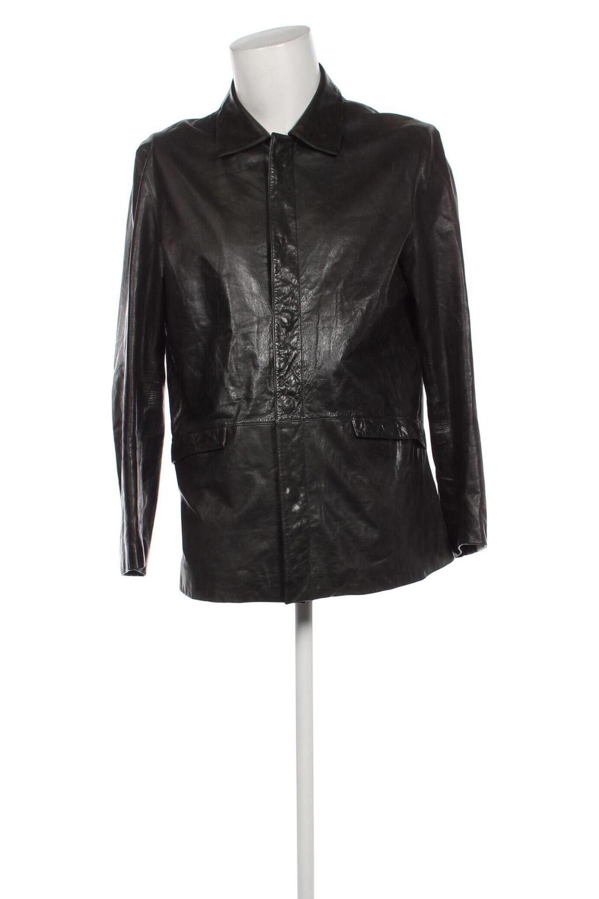 Ανδρικό δερμάτινο μπουφάν Hugo Boss, Μέγεθος M, Χρώμα Μαύρο, Τιμή 234,20 €