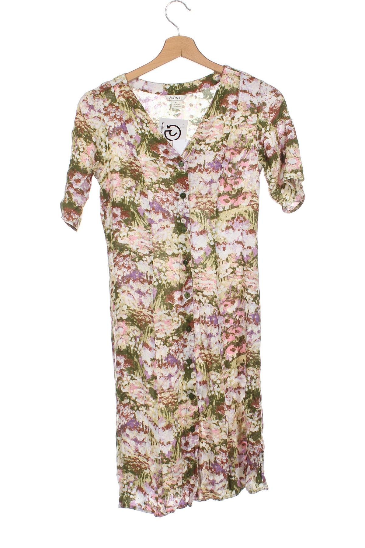 Kleid Monki, Größe XXS, Farbe Mehrfarbig, Preis 7,58 €