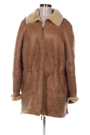 Дамско кожено палто Unbranded, Размер XL, Цвят Бежов, Цена 109,92 €