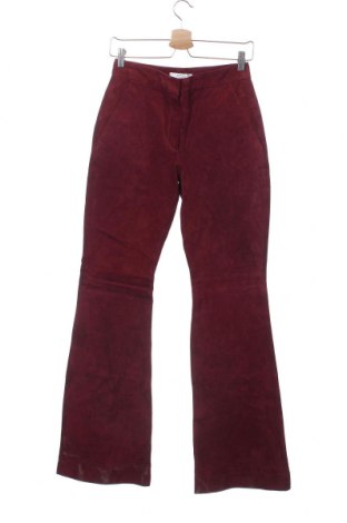 Дамски кожен панталон Mango, Размер XS, Цвят Червен, Естествен велур, Цена 93,80 лв.