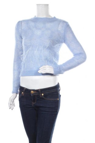 Pulover de femei Zara, Mărime S, Culoare Albastru, Textil, pene naturale, Preț 93,75 Lei