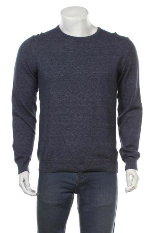 Мъжки пуловер H&M, Размер M, Цвят Син, 100% памук, Цена 33,60 лв.