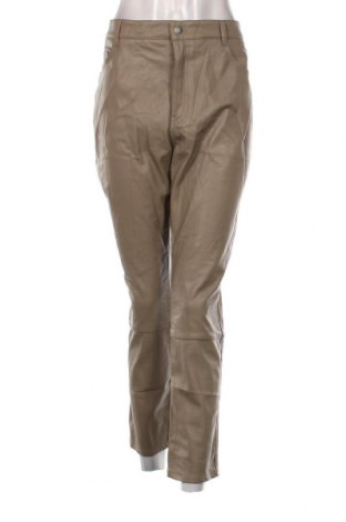 Дамски кожен панталон H&M, Размер XL, Цвят Бежов, Цена 29,00 лв.