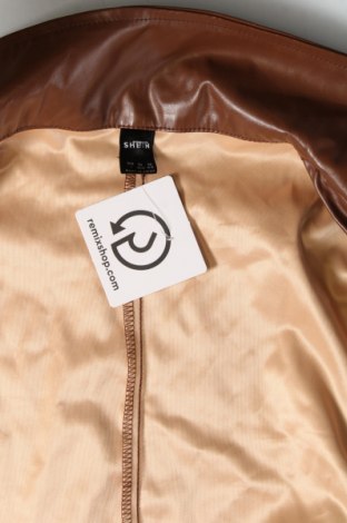Δερμάτινο γυναικείο παλτό SHEIN, Μέγεθος L, Χρώμα Καφέ, Τιμή 35,72 €
