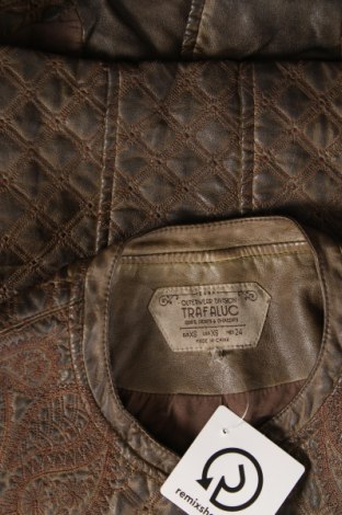 Γυναικείο δερμάτινο μπουφάν Zara Trafaluc, Μέγεθος XS, Χρώμα Καφέ, Τιμή 15,25 €