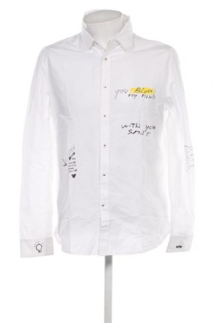 Мъжка риза Desigual, Размер L, Цвят Бял, Цена 117,00 лв.