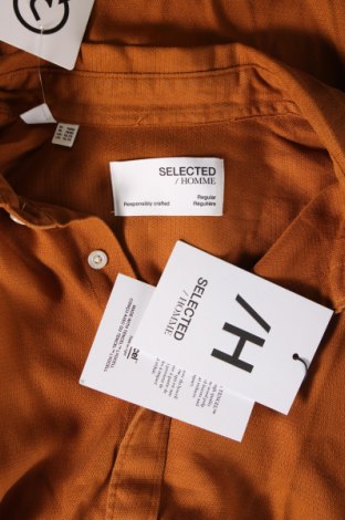 Мъжка риза Selected Homme, Размер M, Цвят Кафяв, Цена 19,68 лв.