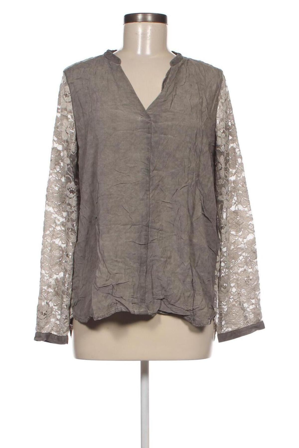 Γυναικεία μπλούζα Comma,, Μέγεθος L, Χρώμα Γκρί, Τιμή 13,88 €