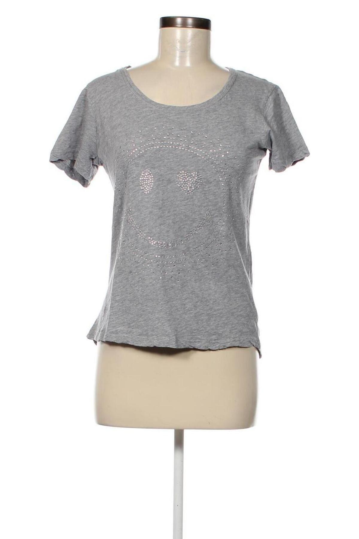 Γυναικείο t-shirt Smile, Μέγεθος S, Χρώμα Γκρί, Τιμή 5,00 €