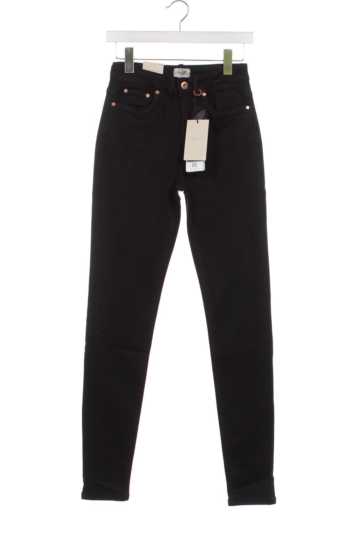 Дамски дънки Pulz Jeans, Размер XS, Цвят Черен, Цена 20,88 лв.