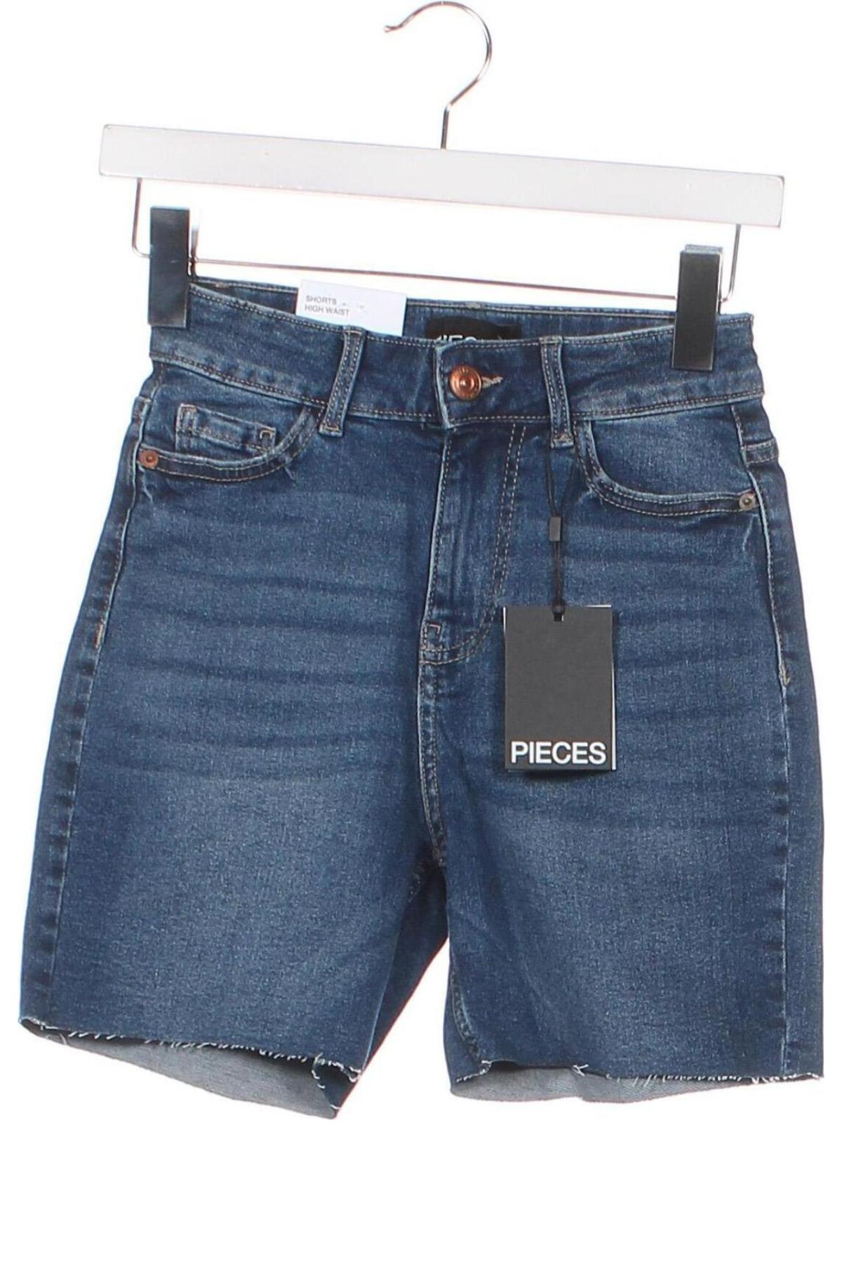 Дамски къс панталон Pieces, Размер XS, Цвят Син, Цена 40,00 лв.