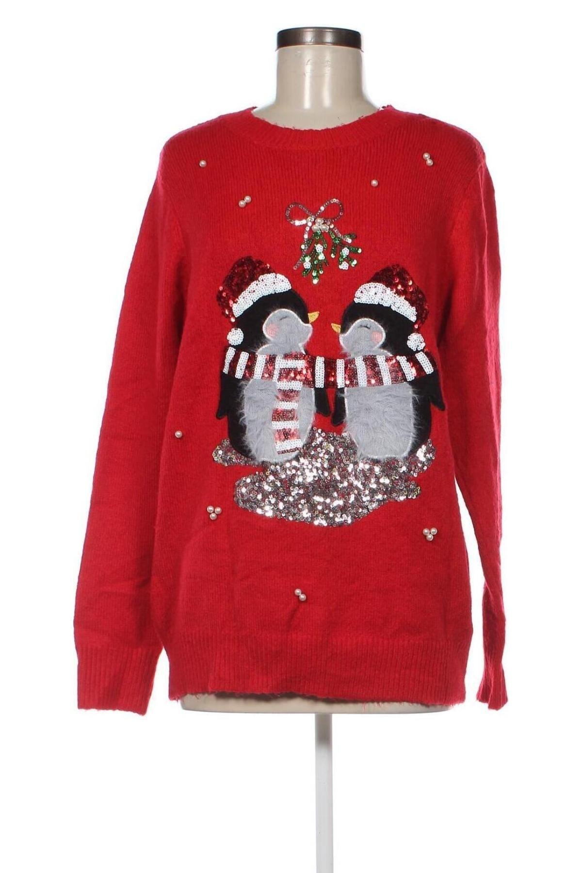 Дамски пуловер F&F, Размер XL, Цвят Червен, Цена 14,50 лв.