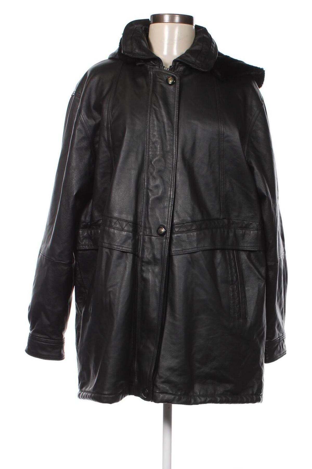 Дамско кожено яке, Размер M, Цвят Черен, Цена 96,08 лв.