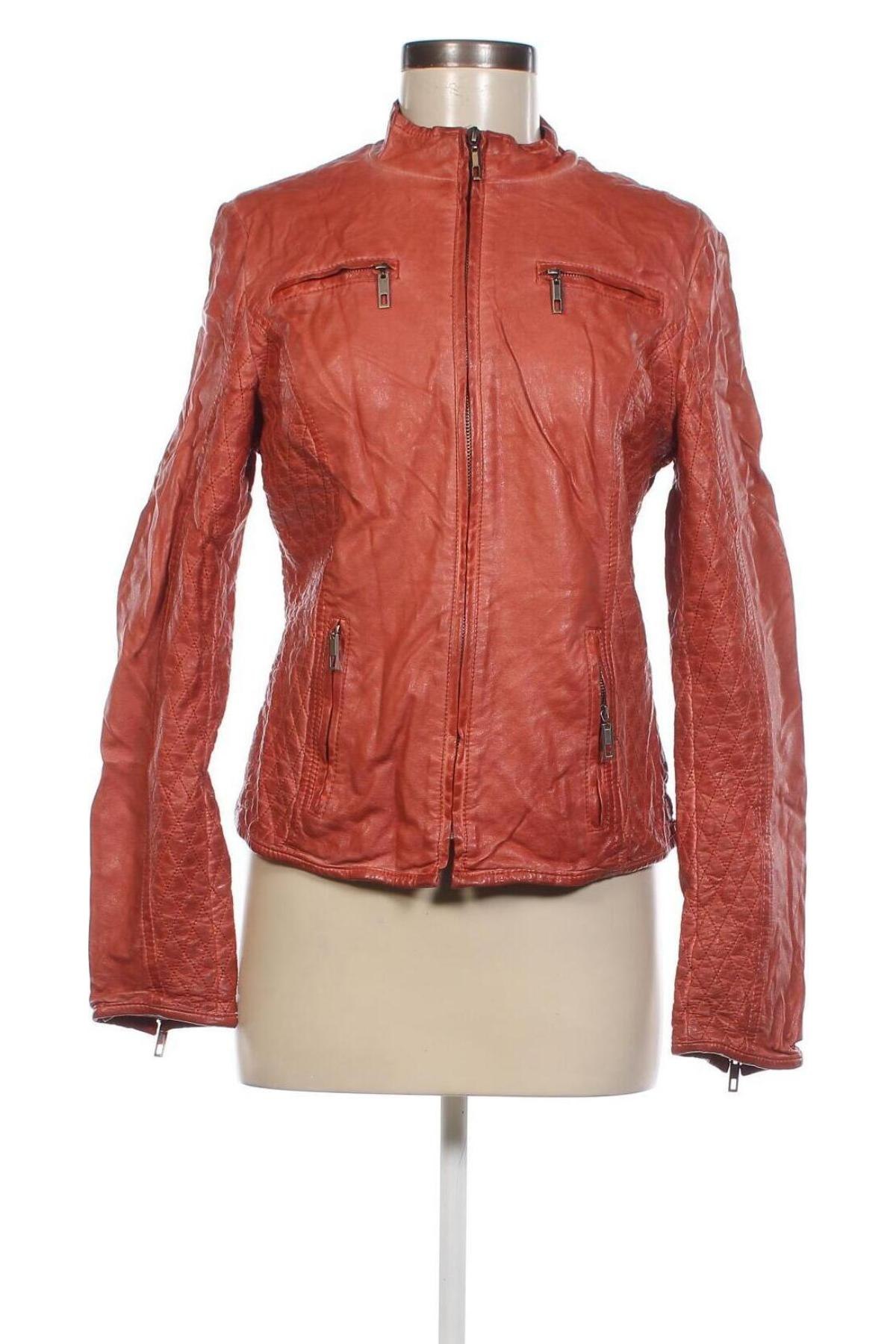 Damen Lederjacke, Größe L, Farbe Orange, Preis 14,32 €