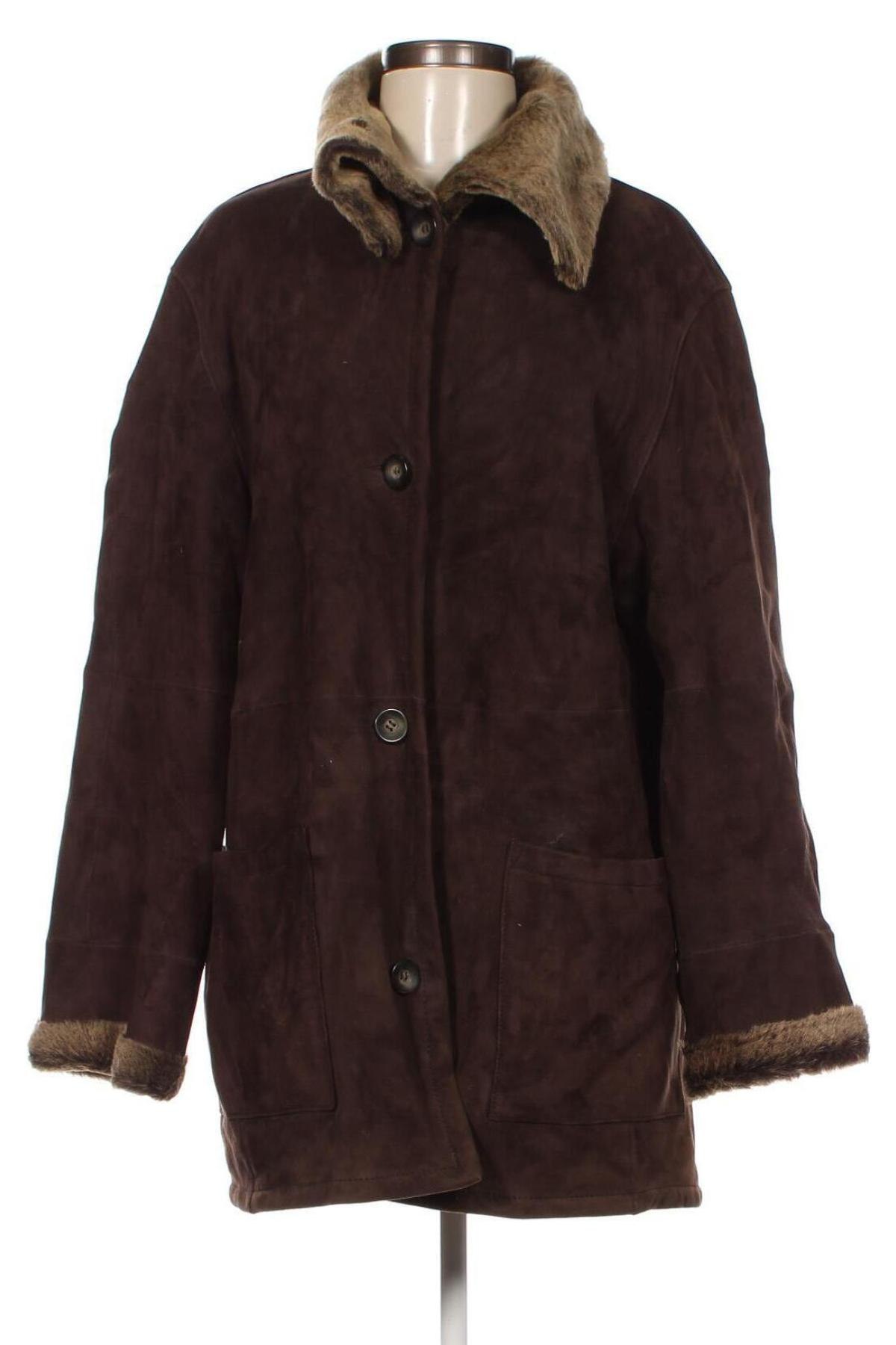 Дамско кожено яке, Размер M, Цвят Кафяв, Цена 26,75 лв.