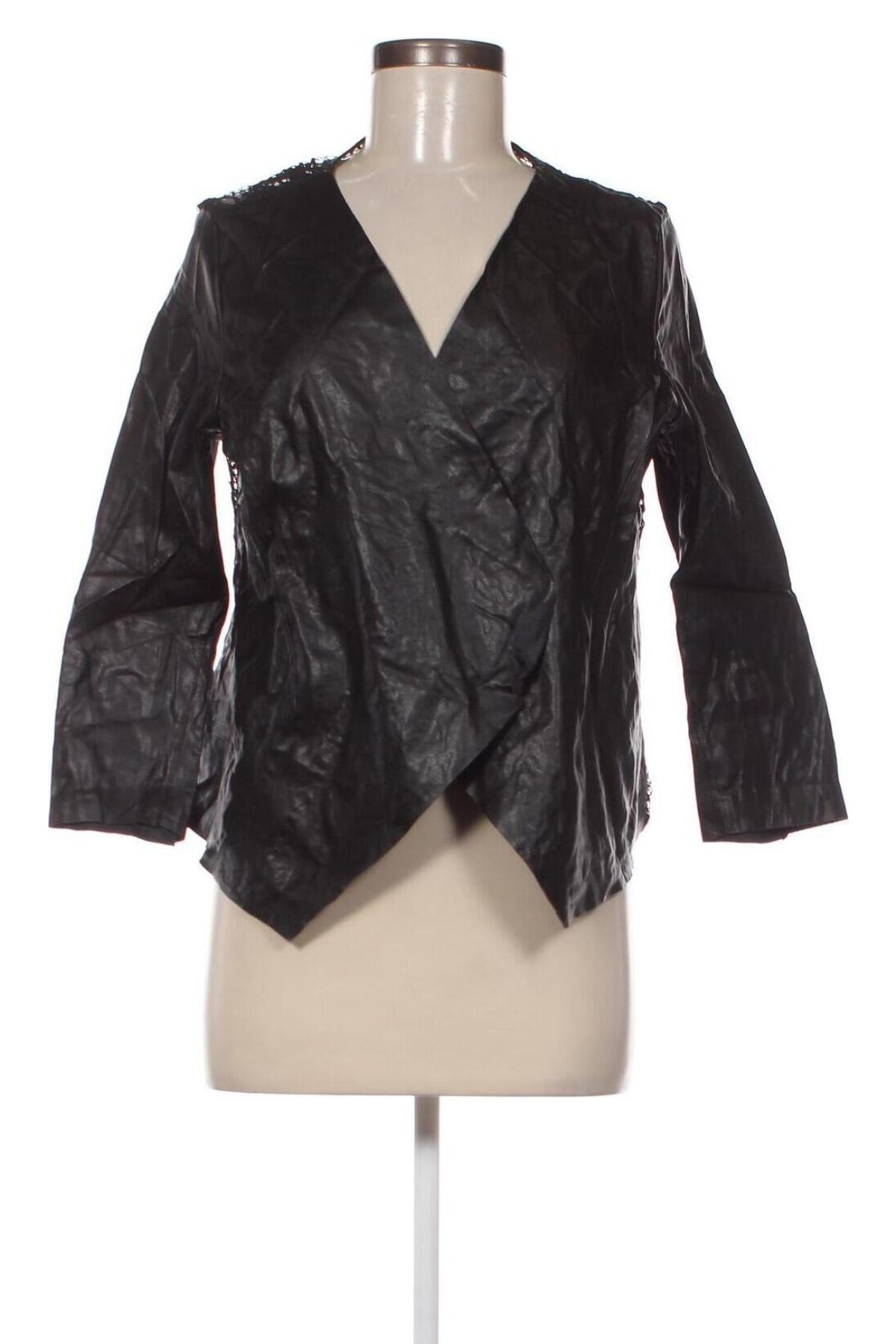 Дамско кожено яке Zara, Размер L, Цвят Черен, Цена 26,10 лв.