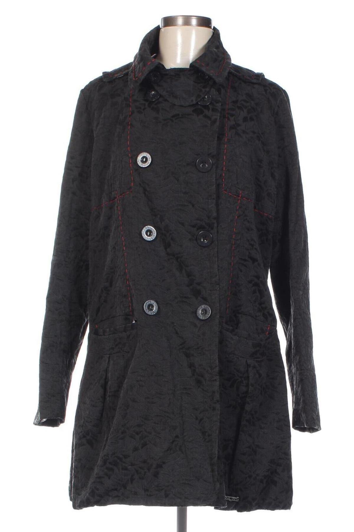 Дамско палто Desigual, Размер XL, Цвят Черен, Цена 87,12 лв.
