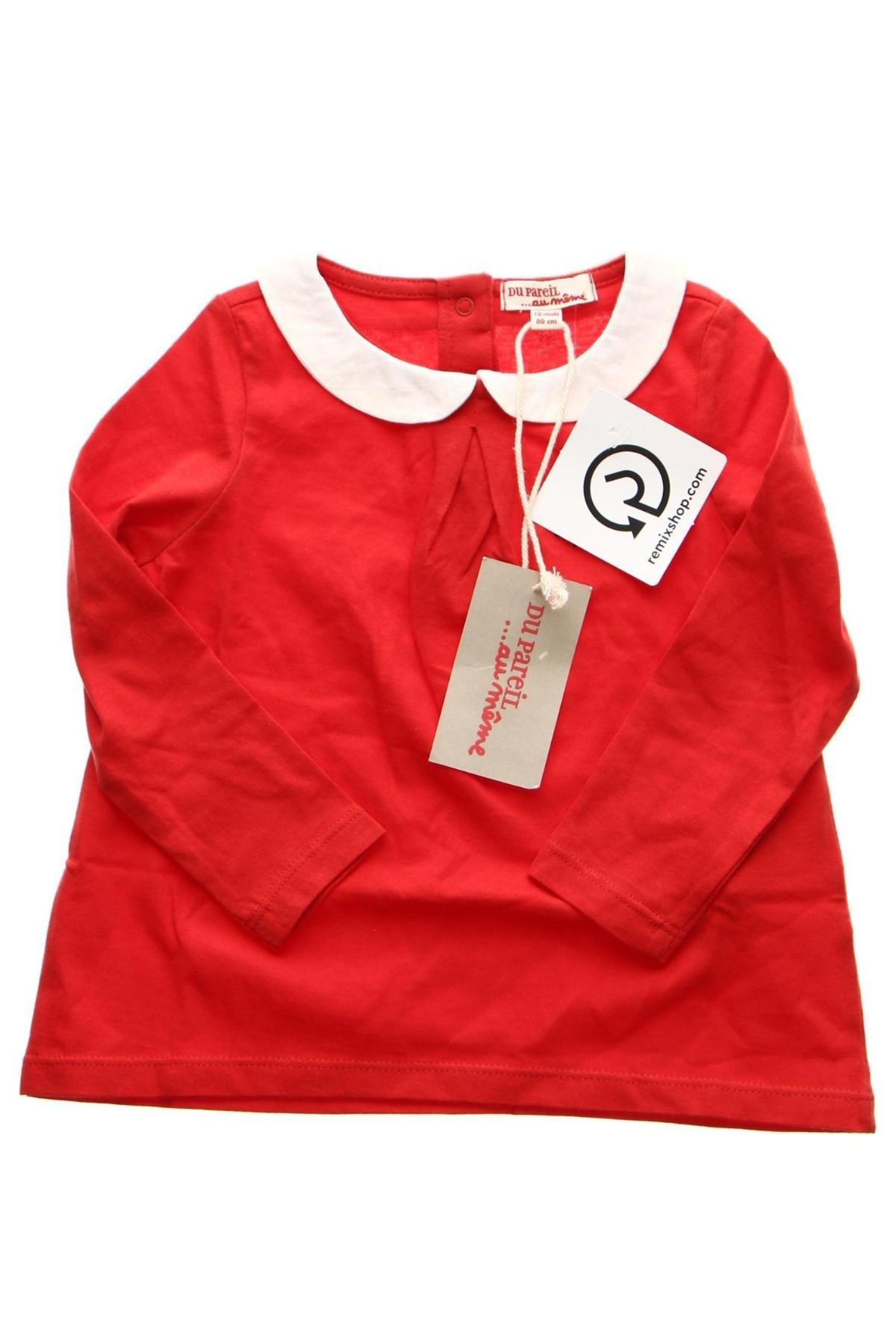 Dziecięca bluzka Du Pareil Au Meme, Rozmiar 12-18m/ 80-86 cm, Kolor Czerwony, Cena 29,11 zł
