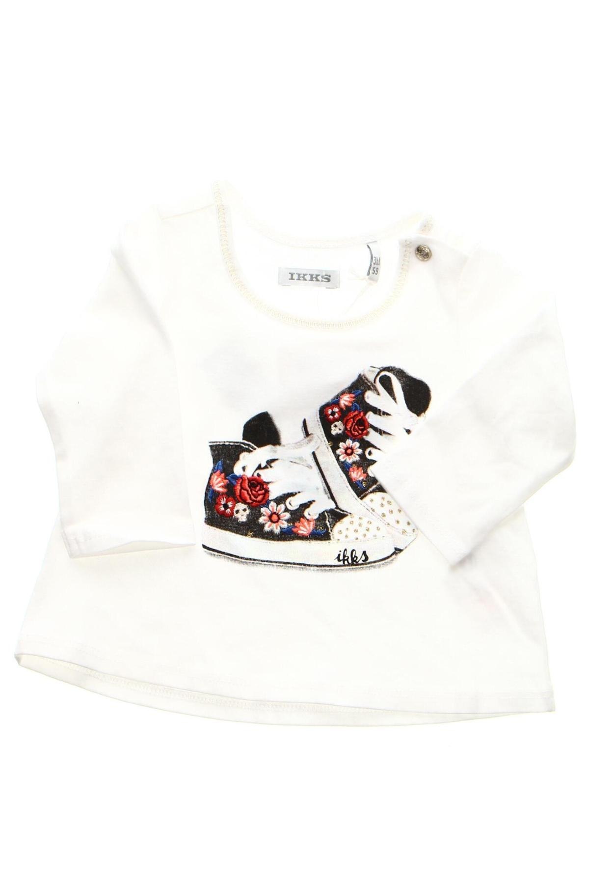 Детска блуза IKKS, Размер 2-3m/ 56-62 см, Цвят Бял, Цена 89,00 лв.