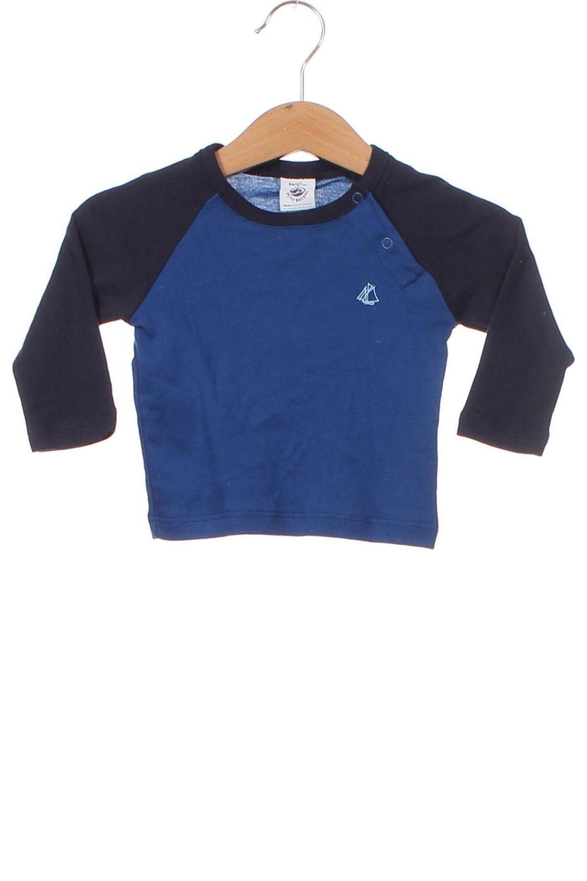 Bluză pentru copii Petit Bateau, Mărime 3-6m/ 62-68 cm, Culoare Albastru, Preț 38,74 Lei