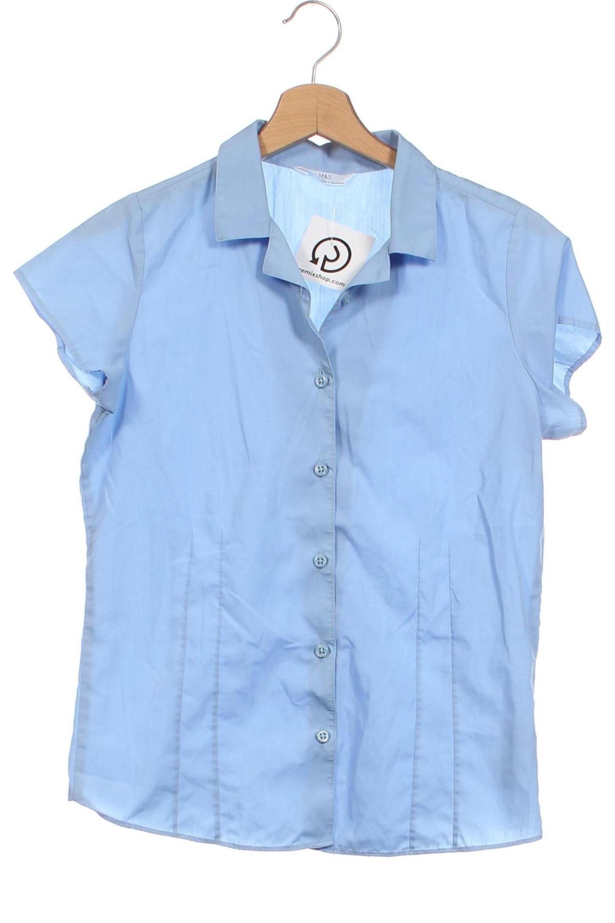 Детска риза Marks & Spencer, Размер 13-14y/ 164-168 см, Цвят Син, Цена 23,06 лв.