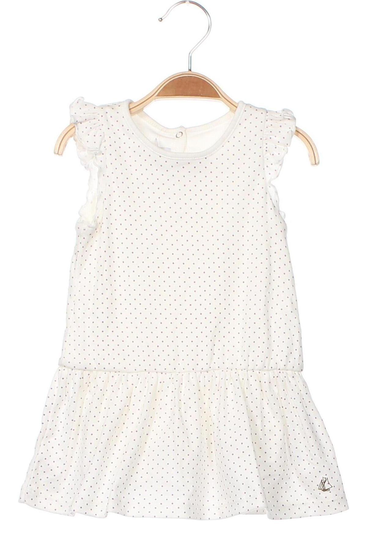 Kinderkleid Petit Bateau, Größe 9-12m/ 74-80 cm, Farbe Weiß, Preis 12,22 €