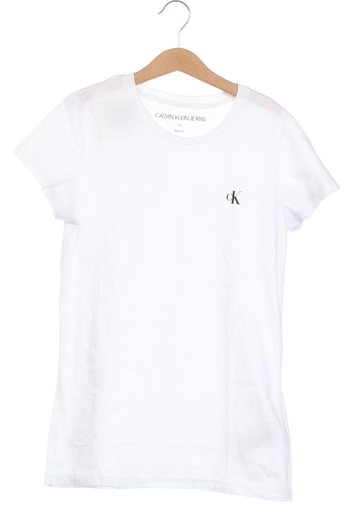 Dziecięcy T-shirt Calvin Klein Jeans, Rozmiar 15-18y/ 170-176 cm, Kolor Biały, Cena 157,26 zł