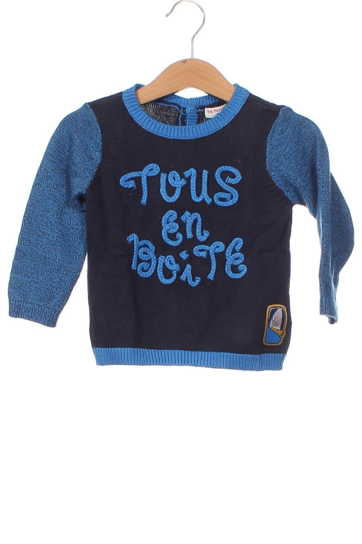 Pulover pentru copii Du Pareil Au Meme, Mărime 9-12m/ 74-80 cm, Culoare Albastru, Preț 28,95 Lei