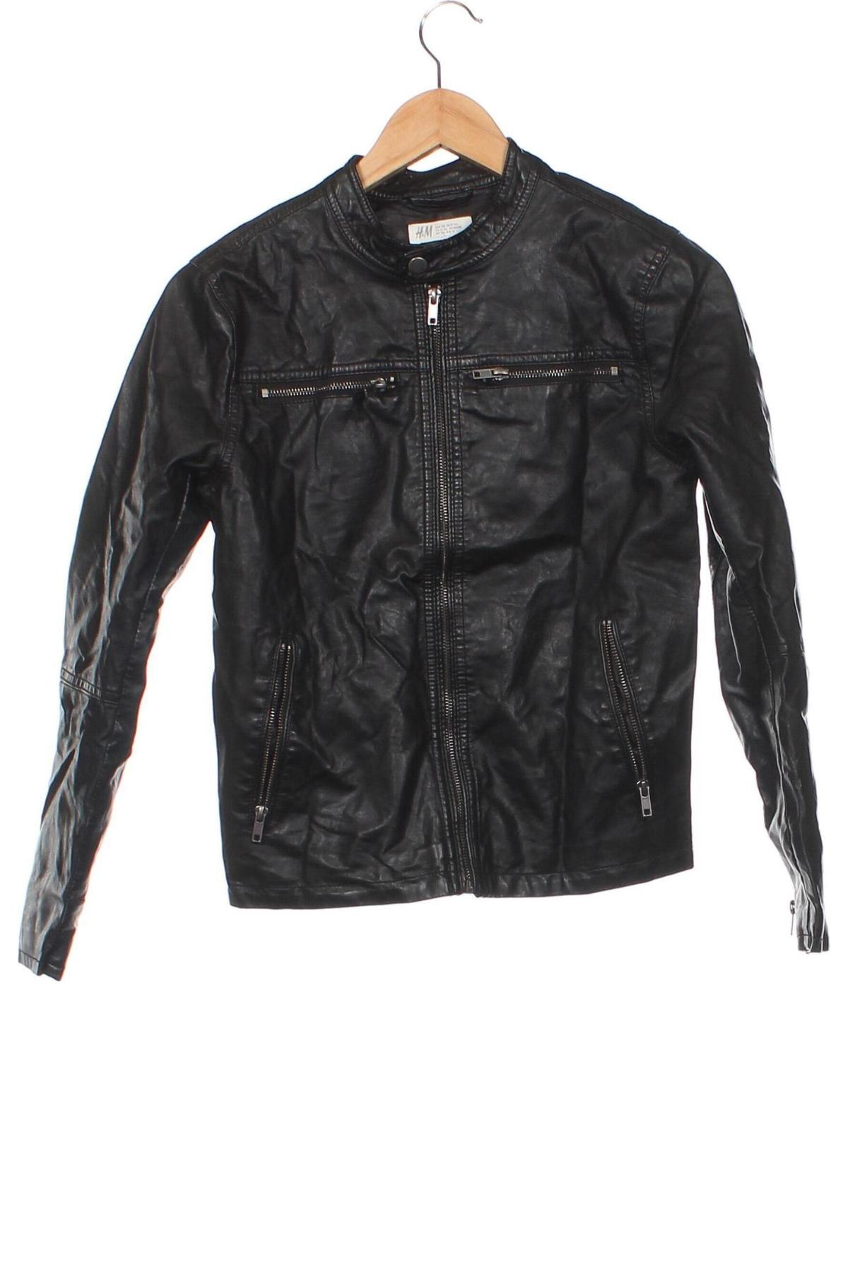 Dětská kožená bunda  H&M, Velikost 11-12y/ 152-158 cm, Barva Černá, Cena  1 706,00 Kč