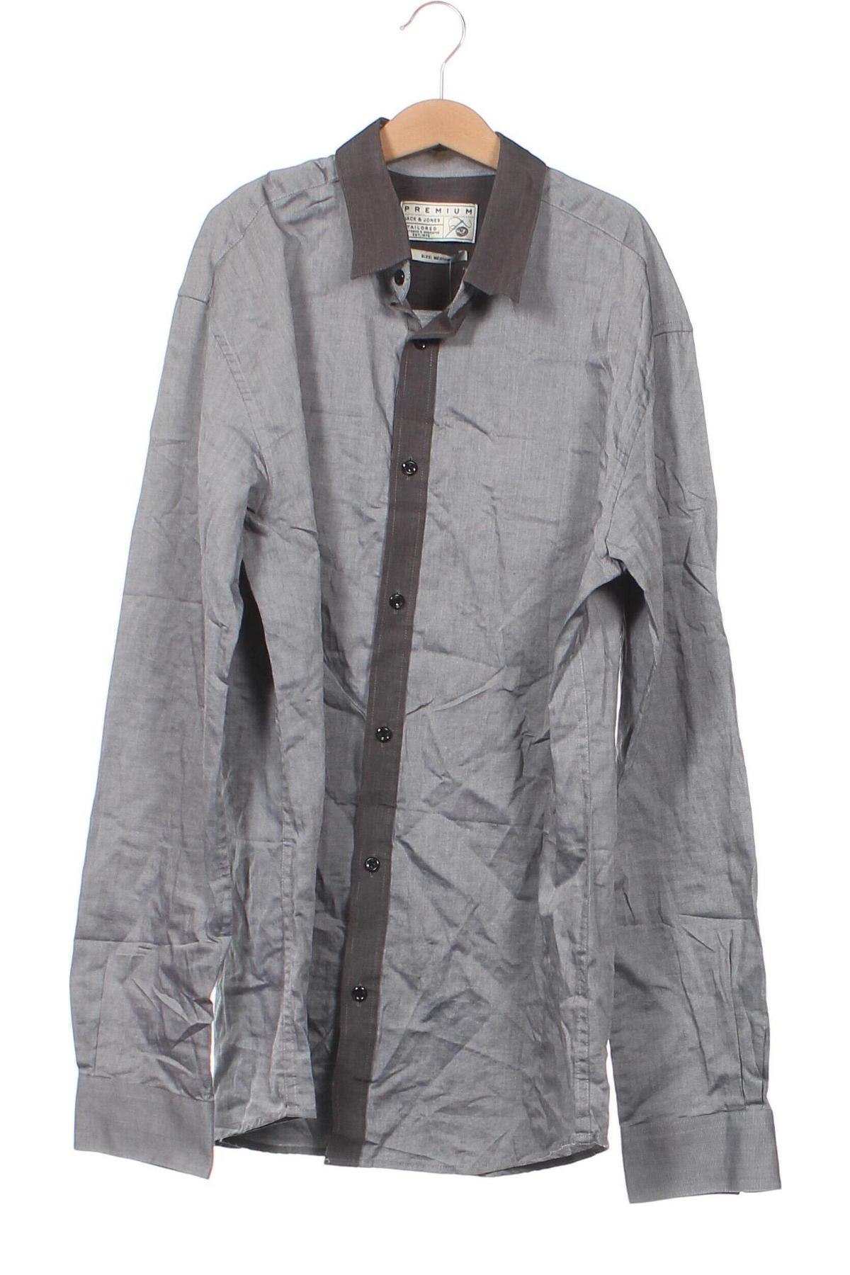 Ανδρικό πουκάμισο Jack & Jones PREMIUM, Μέγεθος M, Χρώμα Γκρί, Τιμή 2,23 €