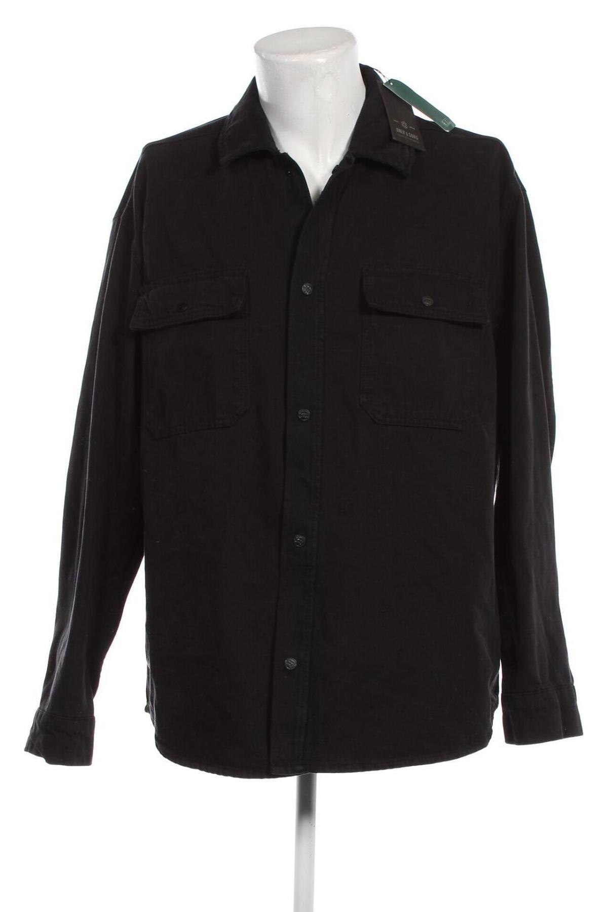 Мъжка риза Only & Sons, Размер XXL, Цвят Черен, Цена 46,00 лв.