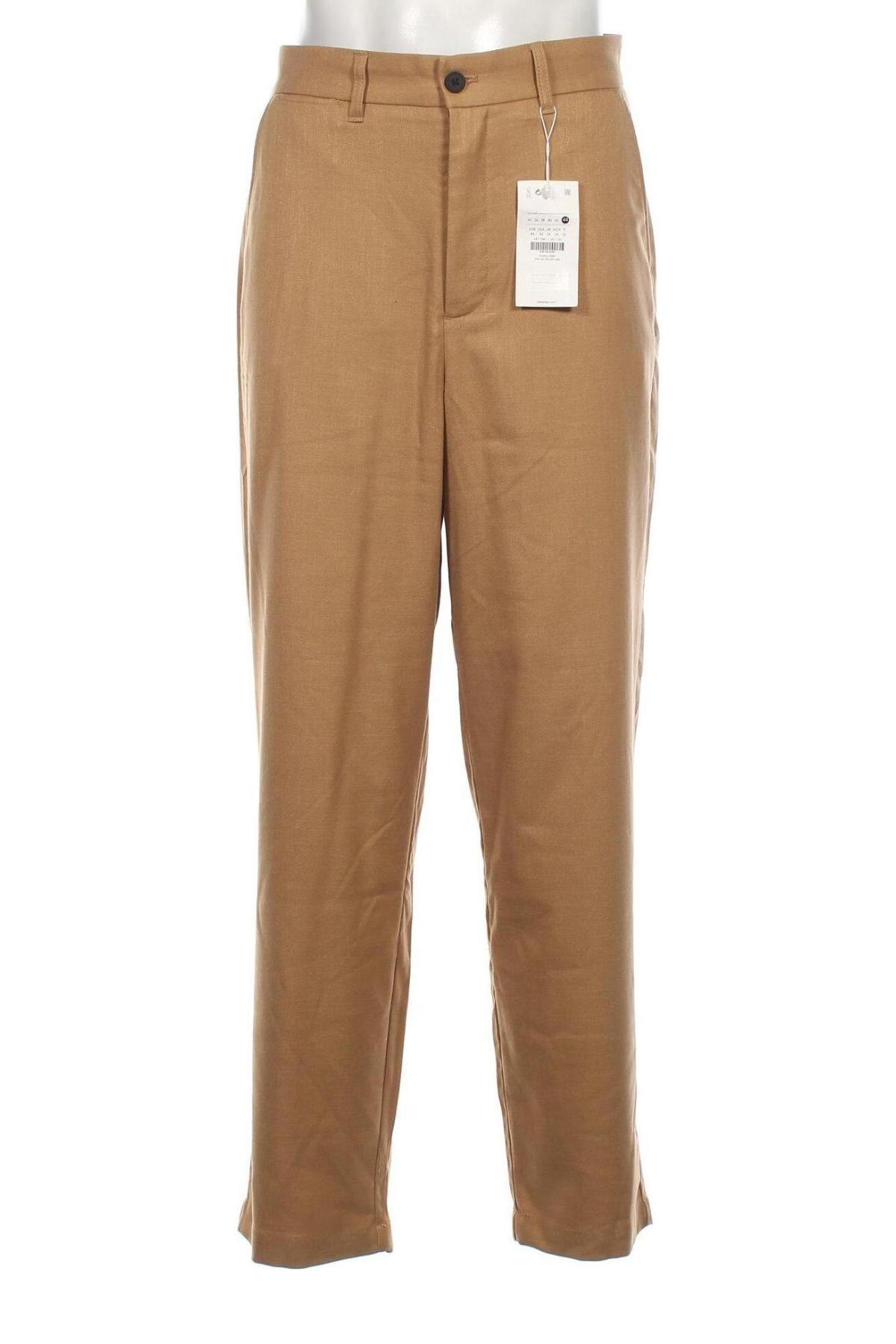 Pantaloni de bărbați Bershka, Mărime L, Culoare Bej, Preț 74,00 Lei