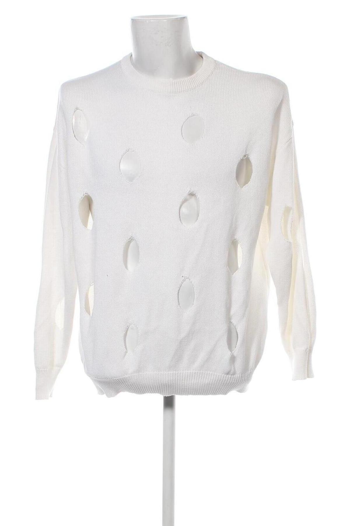 Ανδρικό πουλόβερ Bershka, Μέγεθος L, Χρώμα Λευκό, Τιμή 6,68 €