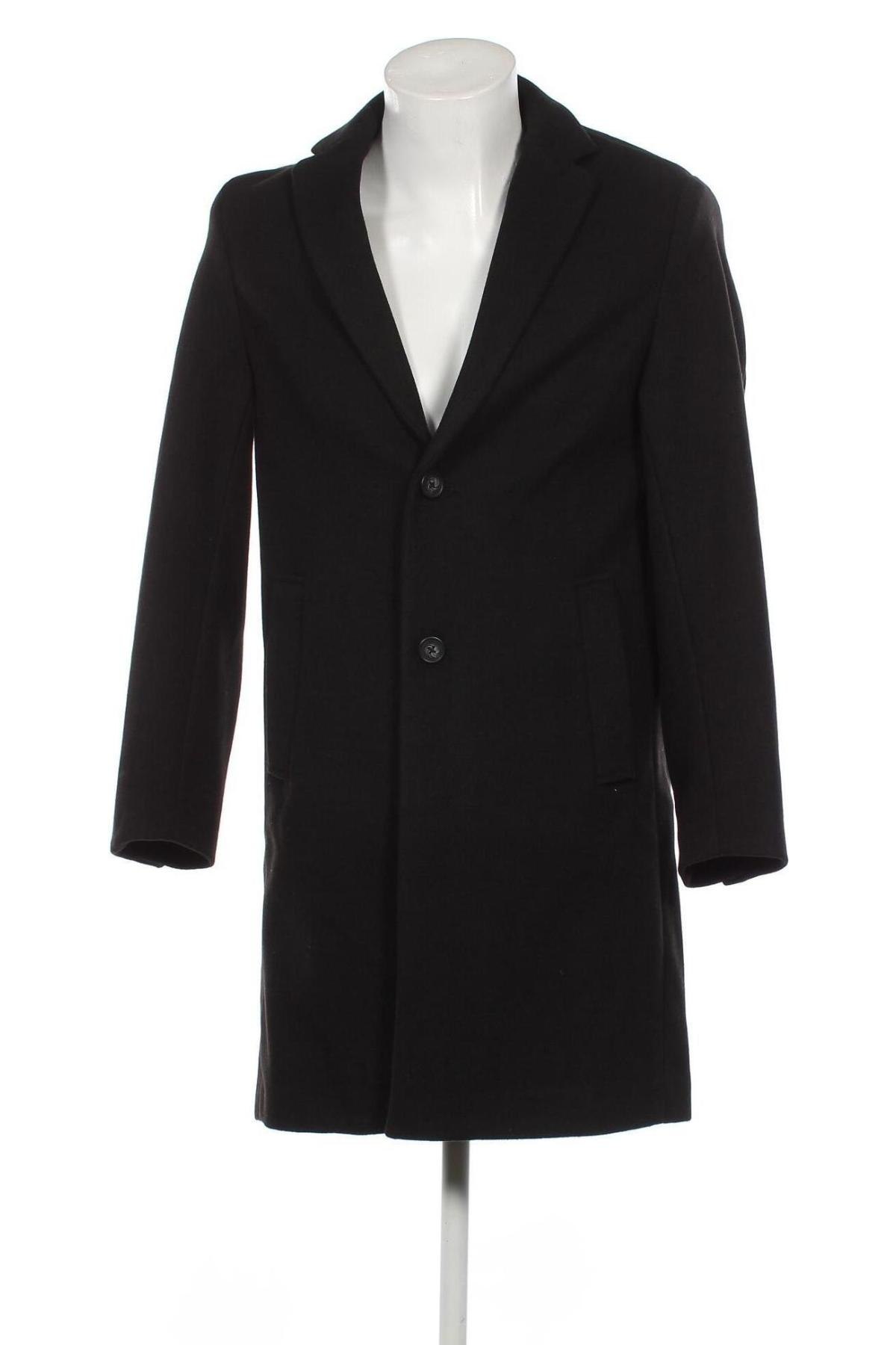 Мъжко палто Pull&Bear, Размер S, Цвят Черен, Цена 172,00 лв.