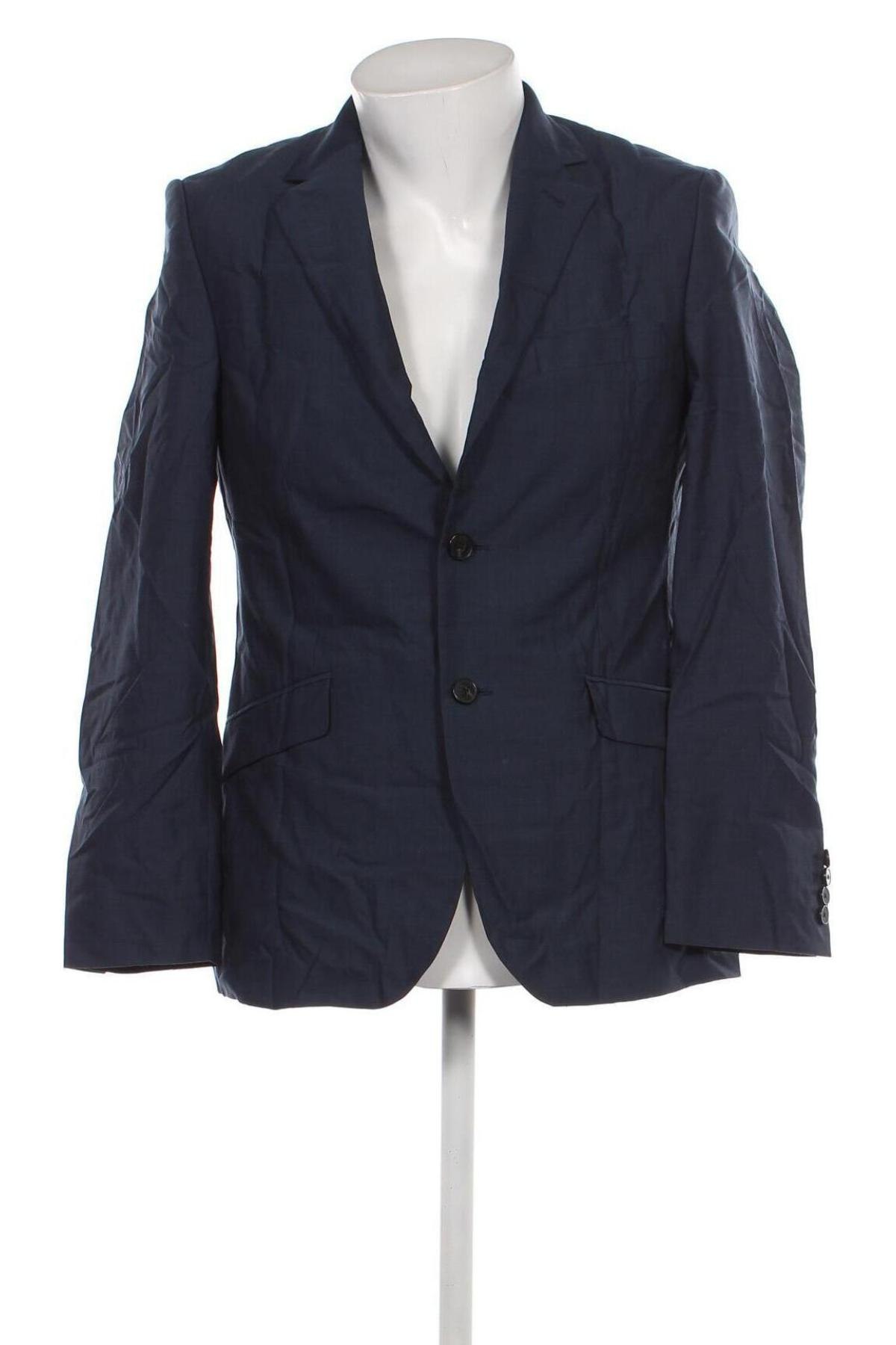 Ανδρικό σακάκι Dressmann, Μέγεθος L, Χρώμα Μπλέ, Τιμή 5,32 €