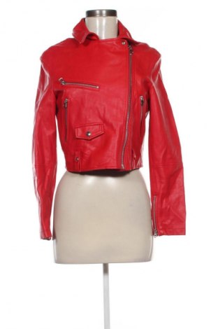 Geacă de piele pentru femei Bershka, Mărime S, Culoare Roșu, Preț 81,99 Lei