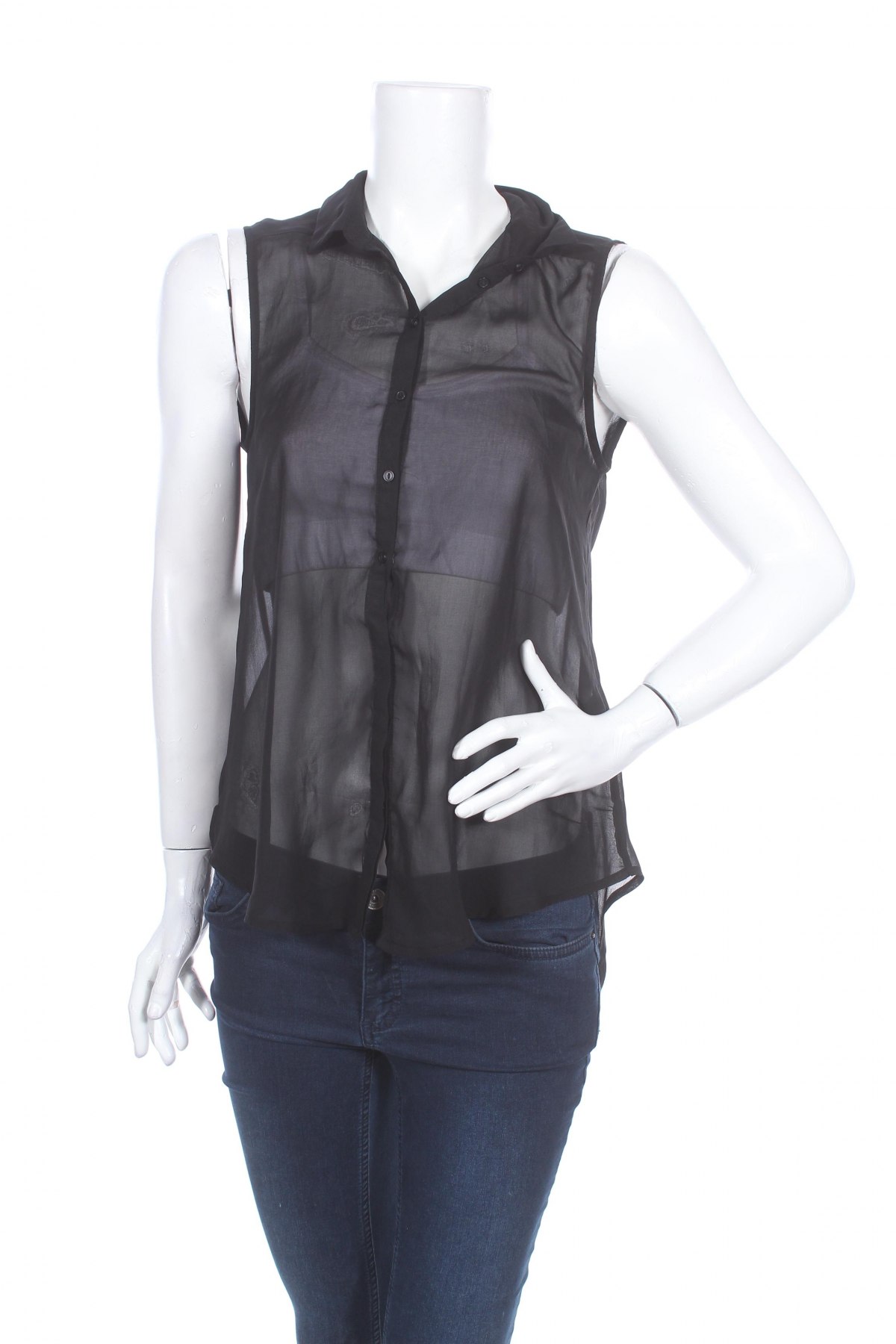 Γυναικείο πουκάμισο H&M, Μέγεθος M, Χρώμα Μαύρο, Πολυεστέρας, Τιμή 8,48 €