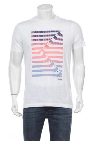 Herren T-Shirt BOSS, Größe M, Farbe Weiß, 65% Baumwolle, 35% Polyester, Preis 35,24 €