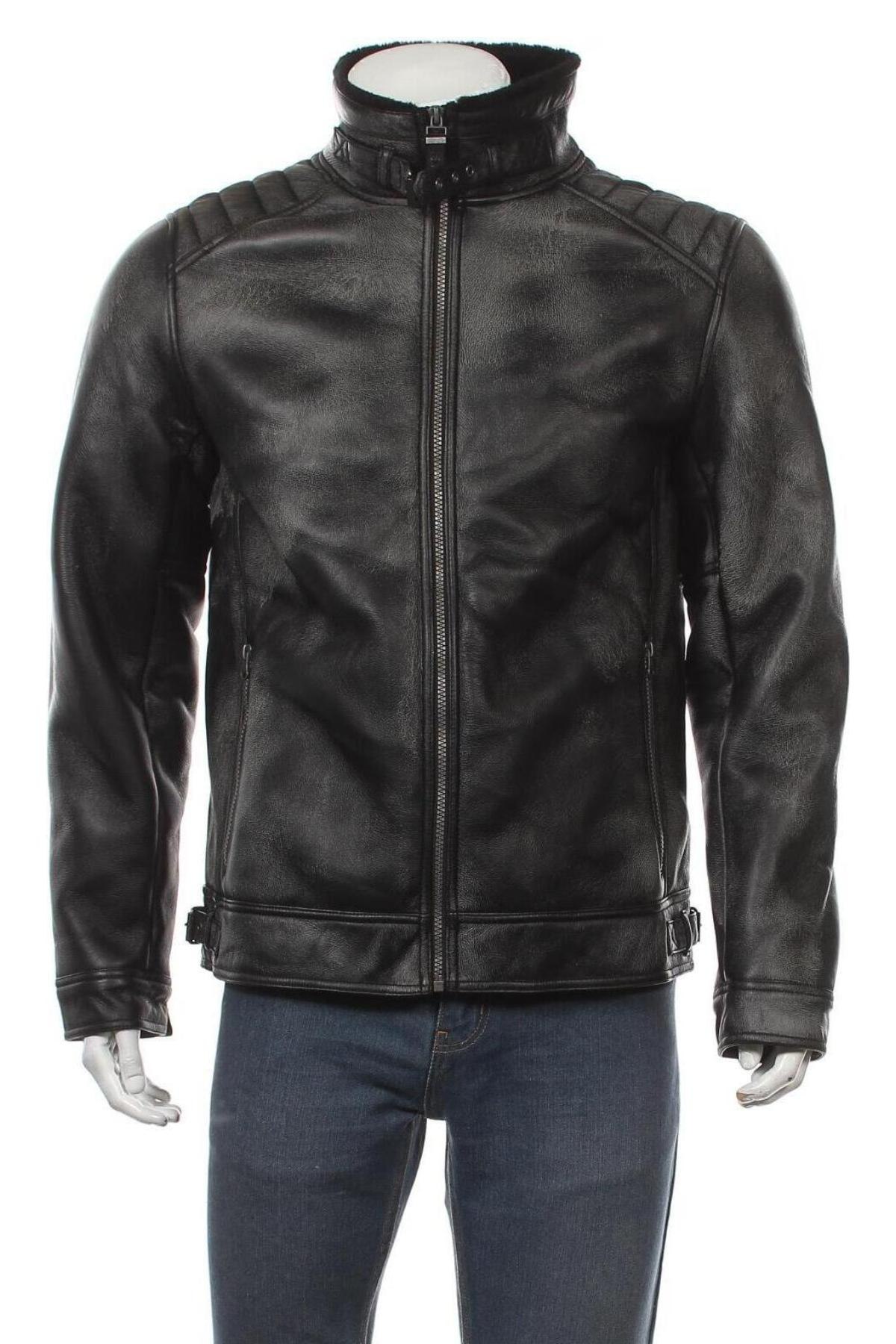Pánska kožená bunda  S.Oliver, Veľkosť L, Farba Čierna, Cena  129,90 €