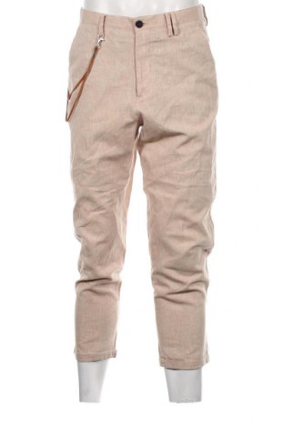 Мъжки панталон Zara Man, Размер M, Цвят Бежов, 55% лен, 45% памук, Цена 40,50 лв.