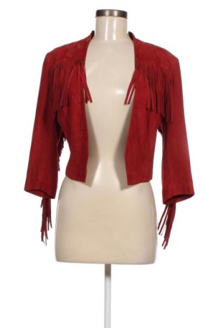 Дамско кожено сако, Размер S, Цвят Червен, Цена 44,00 лв.