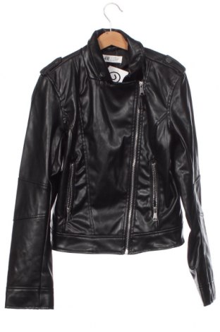 Dětská kožená bunda  H&M, Velikost 12-13y/ 158-164 cm, Barva Černá, Cena  430,00 Kč