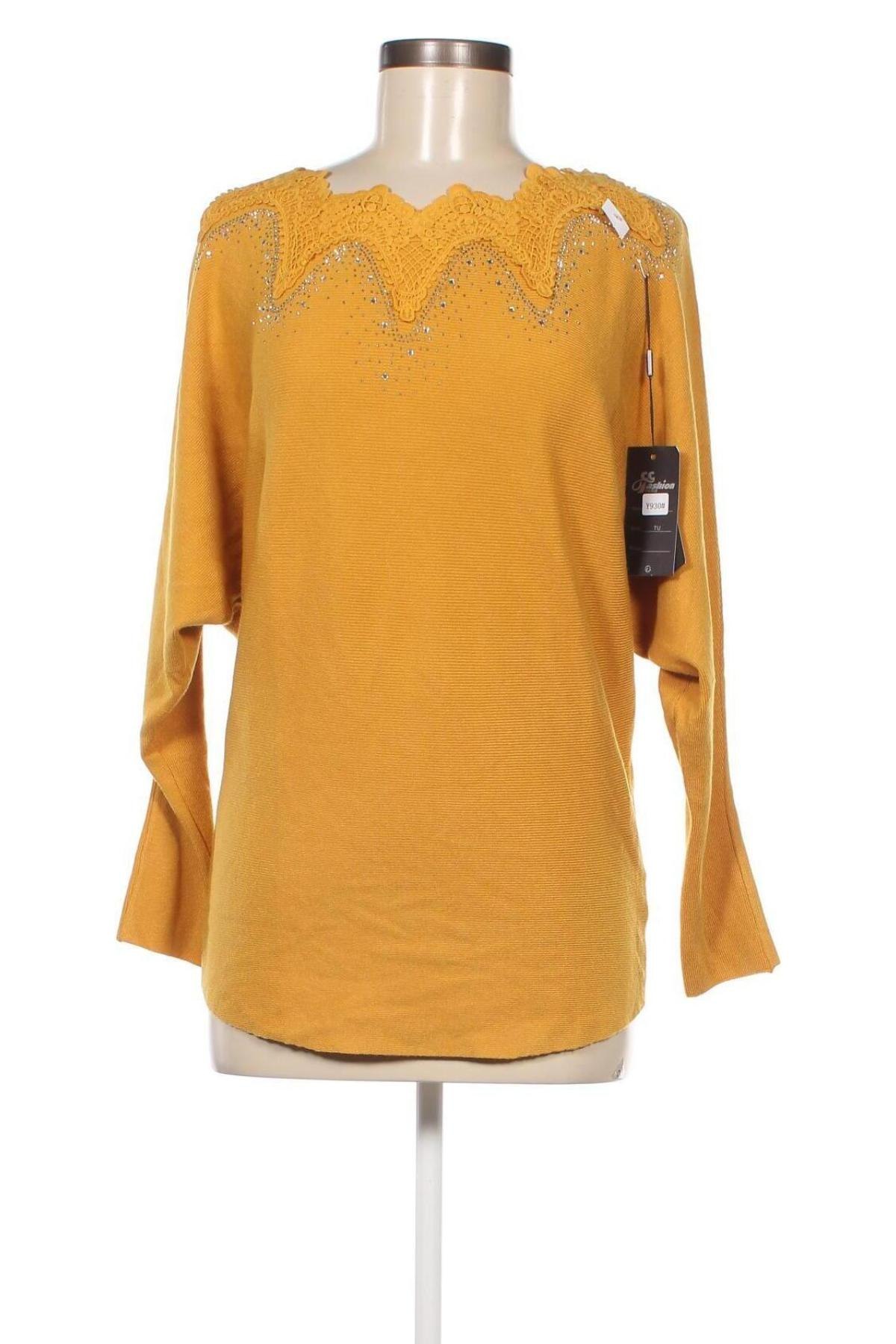 Дамски пуловер Cc Fashion, Размер M, Цвят Жълт, Цена 46,00 лв.