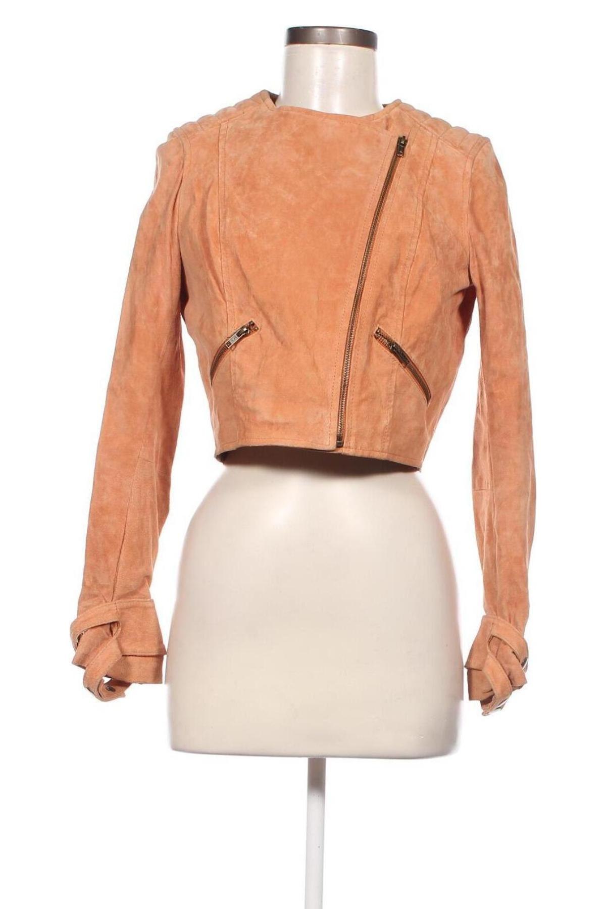 Дамско кожено яке H&M Divided, Размер S, Цвят Оранжев, Цена 71,69 лв.