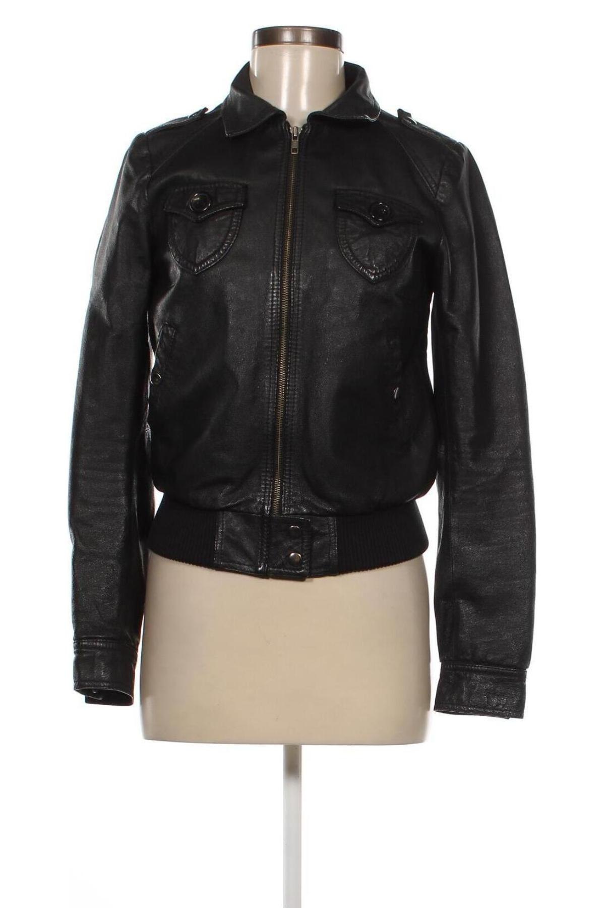 Dámska kožená bunda  H&M Divided, Veľkosť S, Farba Čierna, Cena  20,63 €