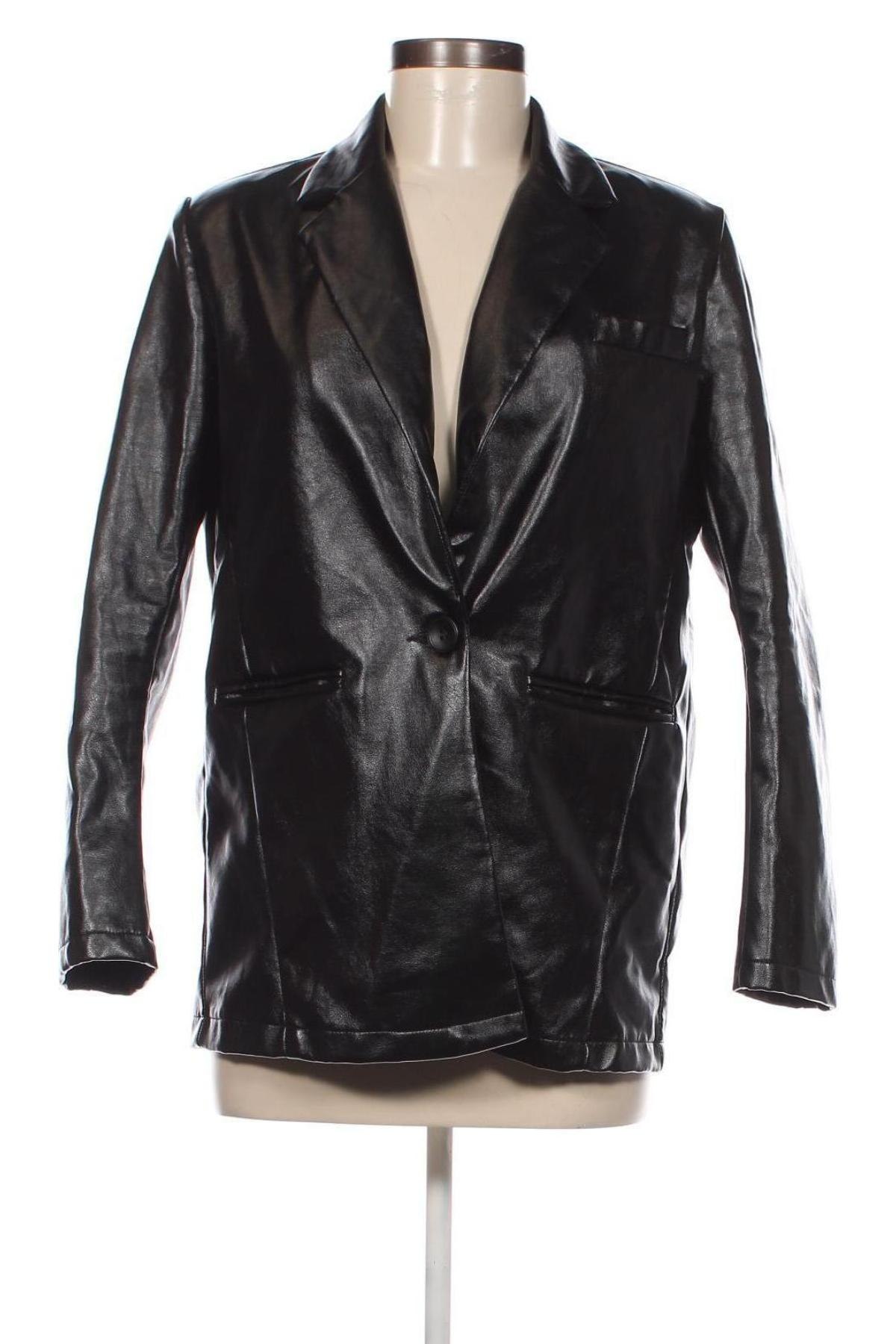 Γυναικείο δερμάτινο μπουφάν SHEIN, Μέγεθος S, Χρώμα Μαύρο, Τιμή 7,58 €